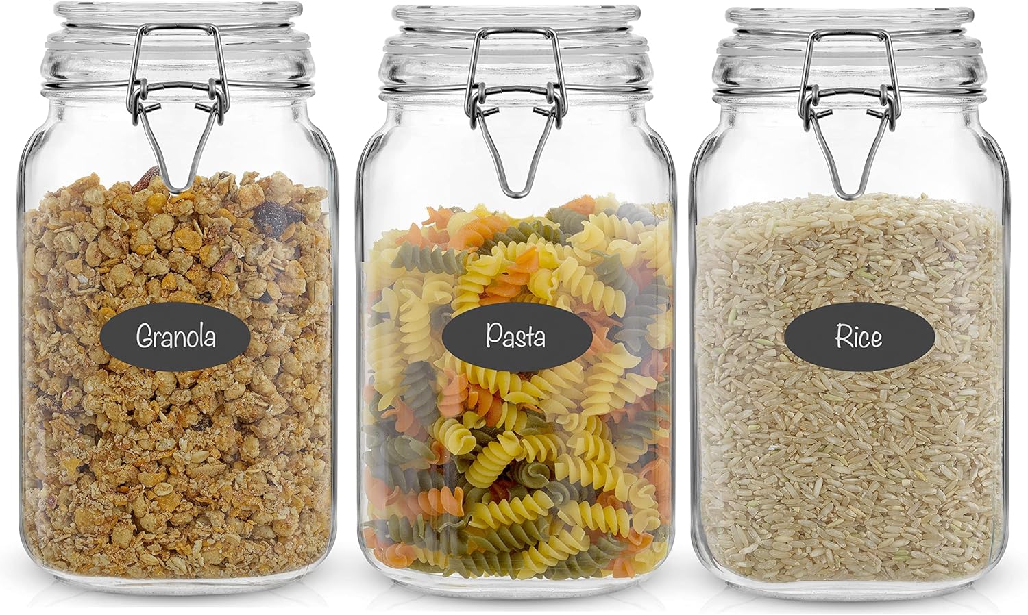 Food Storage Containers - Airtight Glass Jars with Lids Set