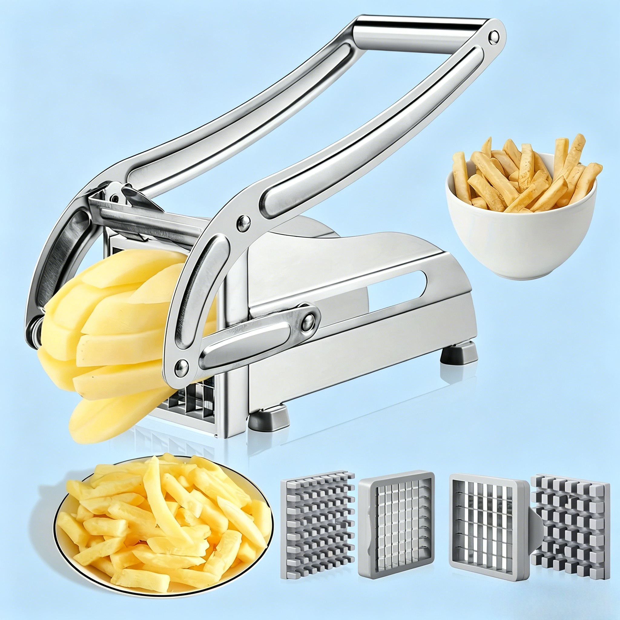 Potato Masher Ricer - Stainless Steel Potato French Fry Cutter