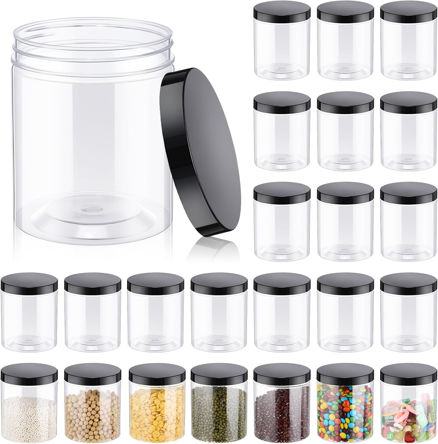 24 Pcs 16oz Plastic Jars with  - Food Storage Containers บทวิจารณ์และราคา