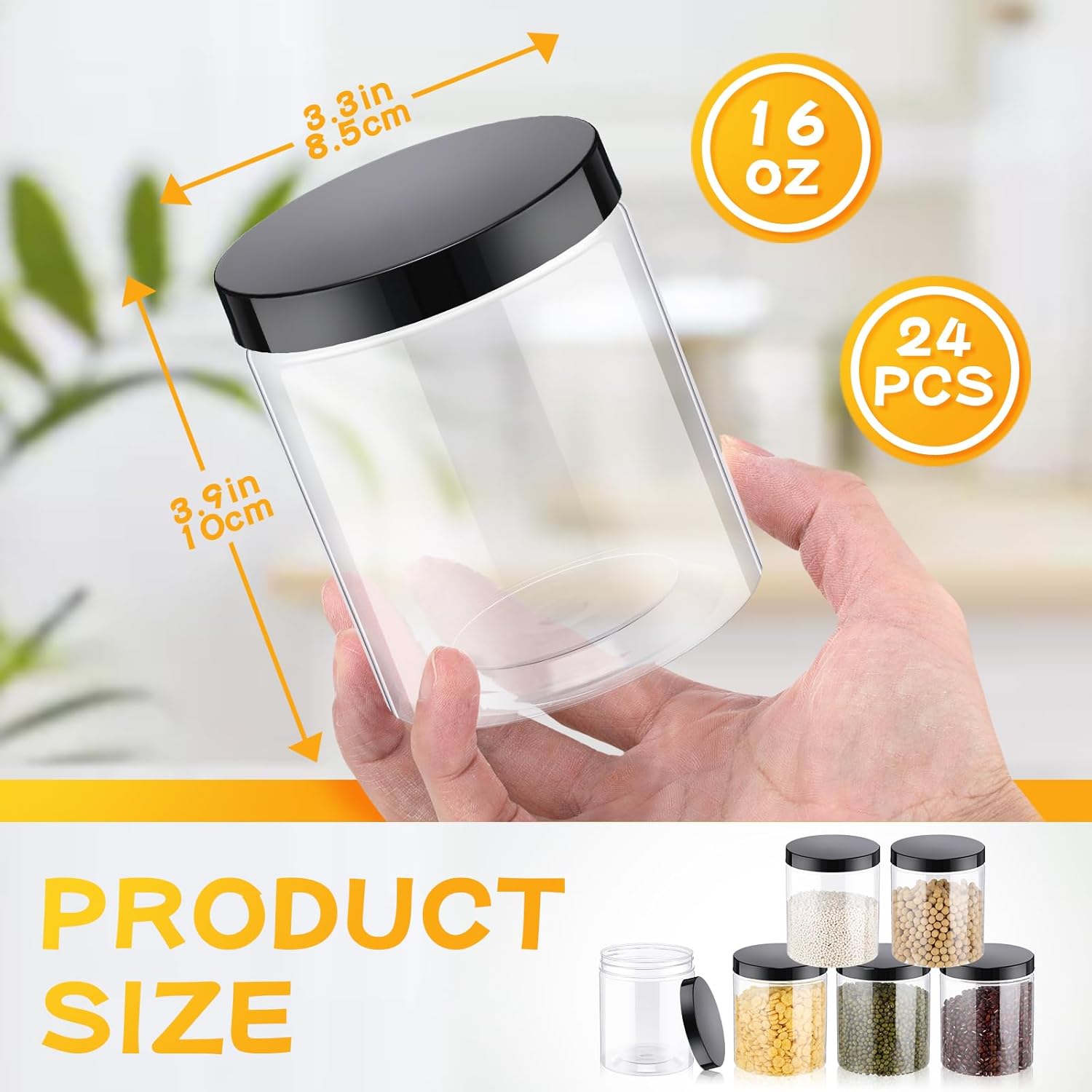 24 Pcs 16oz Plastic Jars with  - Food Storage Containers บทวิจารณ์และราคา
