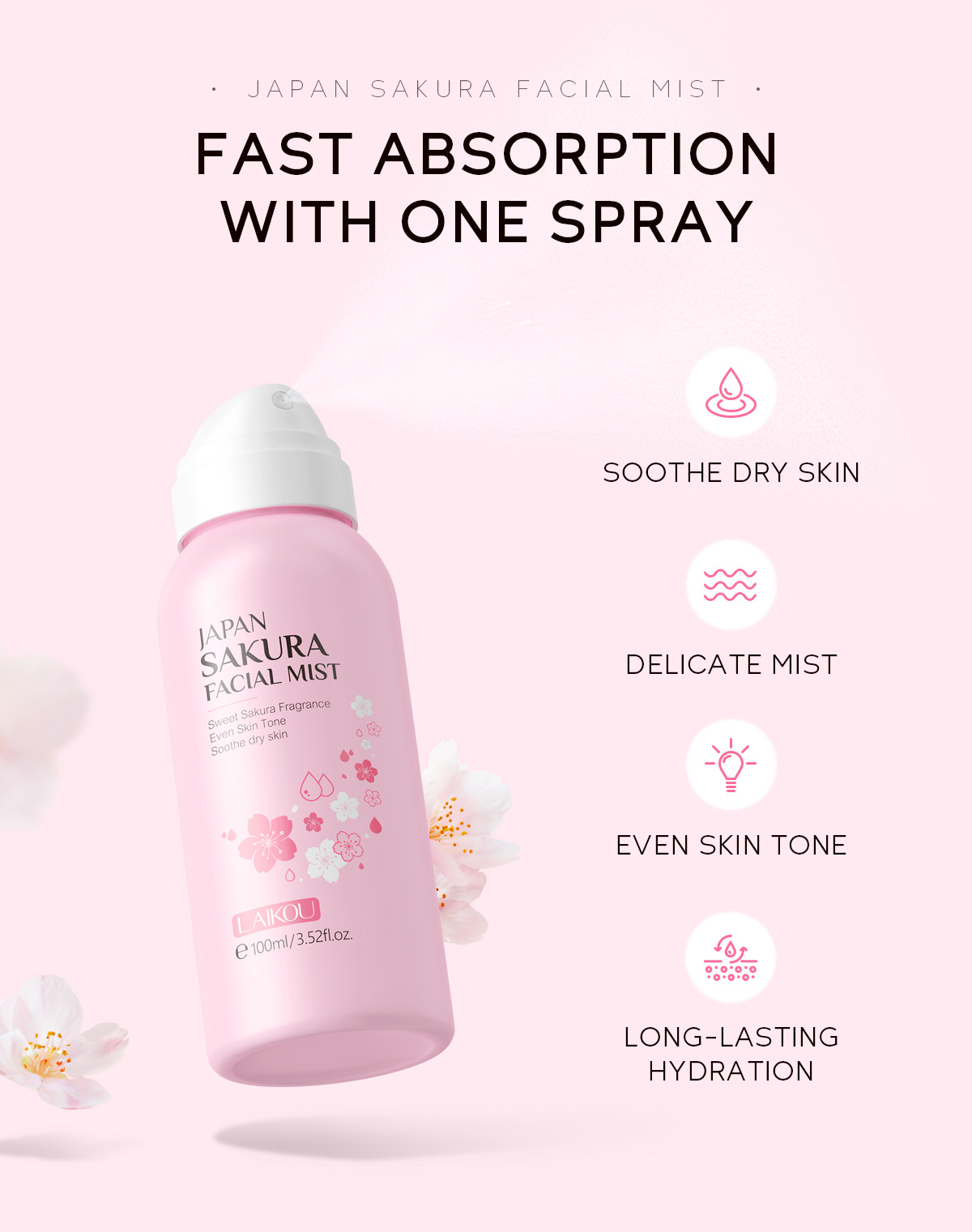LAIKOU Sakura Facial Mist Brig - Oil Mister Spray Bottle บทวิจารณ์และราคา