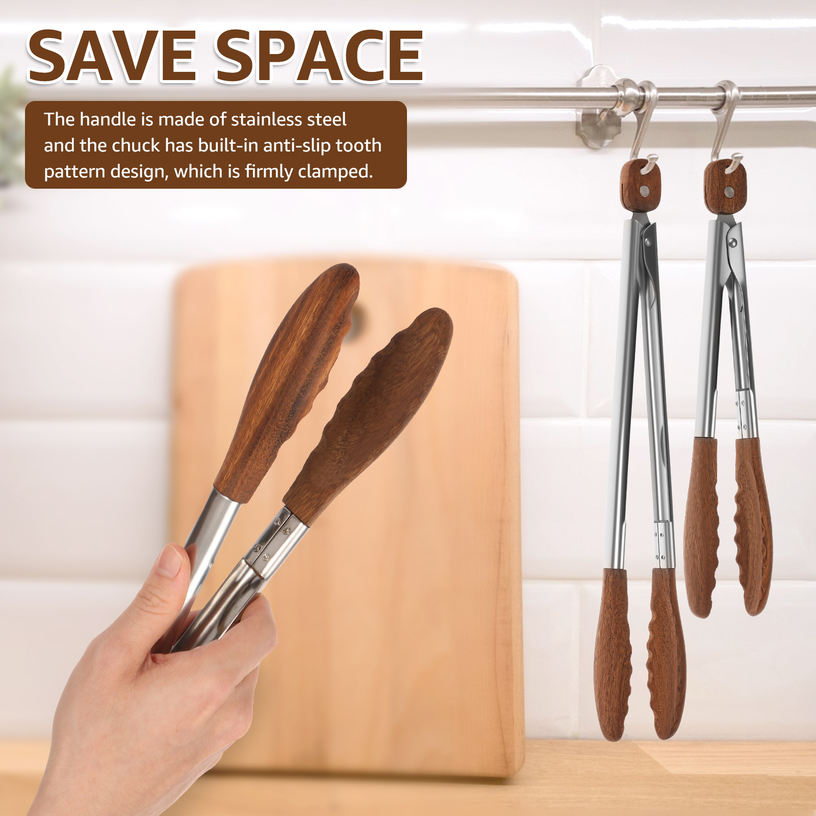 2/3 Pcs Food Tongs Walnut Wood - Kitchen Gadgets Sale บทวิจารณ์และราคา