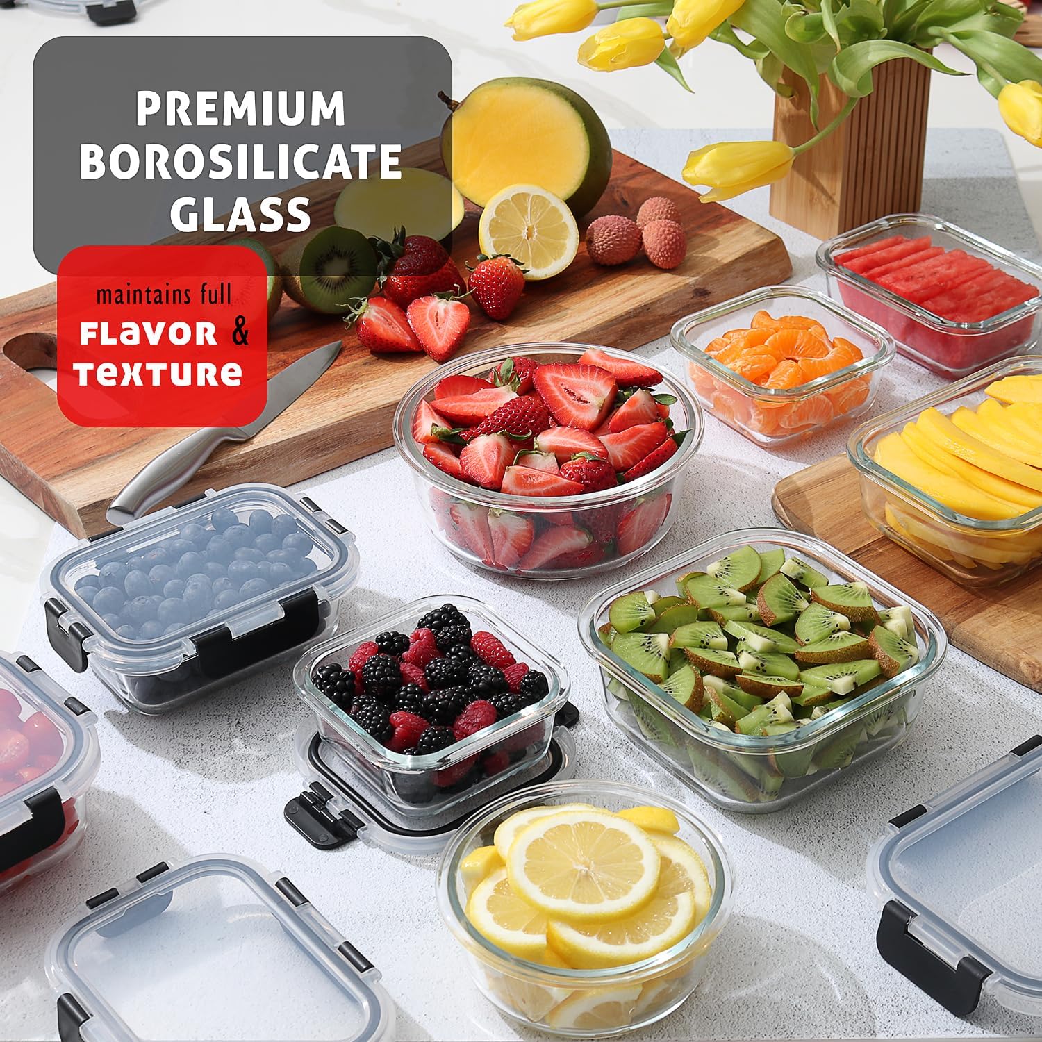 48-Piece Glass Food Storage Co - Food Storage Containers บทวิจารณ์และราคา
