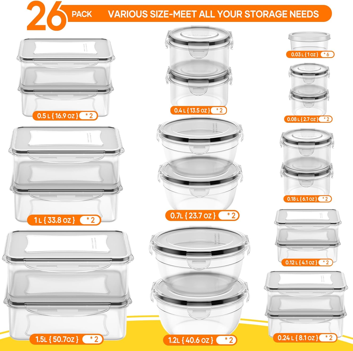 52 PCS Food Storage Containers - Food Storage Containers บทวิจารณ์และราคา