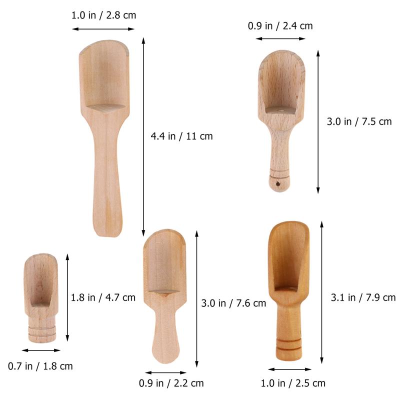 5pcs Mini Salt Shovels Wooden  - Kitchen Gadgets For Small Kitchens บทวิจารณ์และราคา