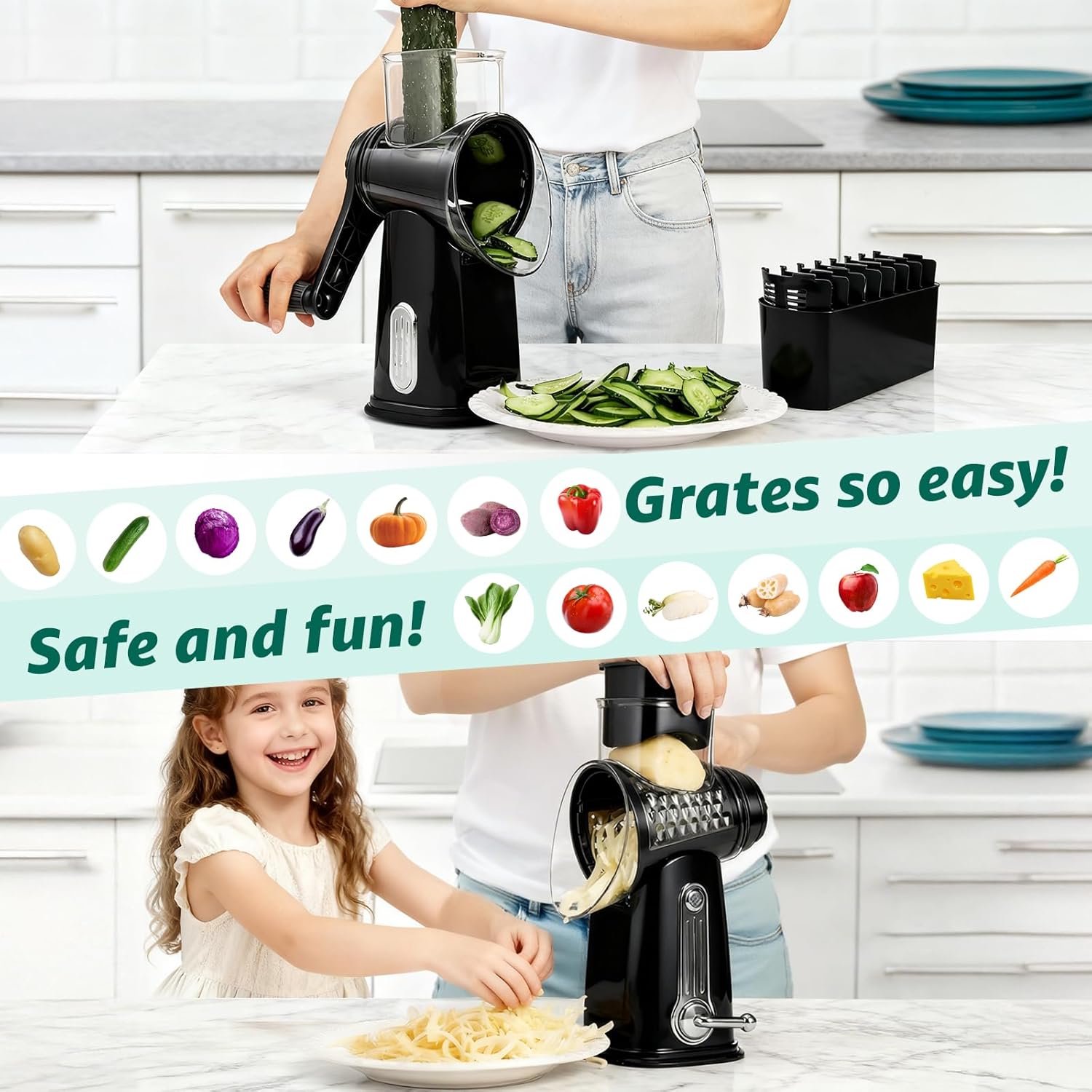 Rotary Cheese Grater with 5 Bl - Kitchen Gadgets Useful บทวิจารณ์และราคา
